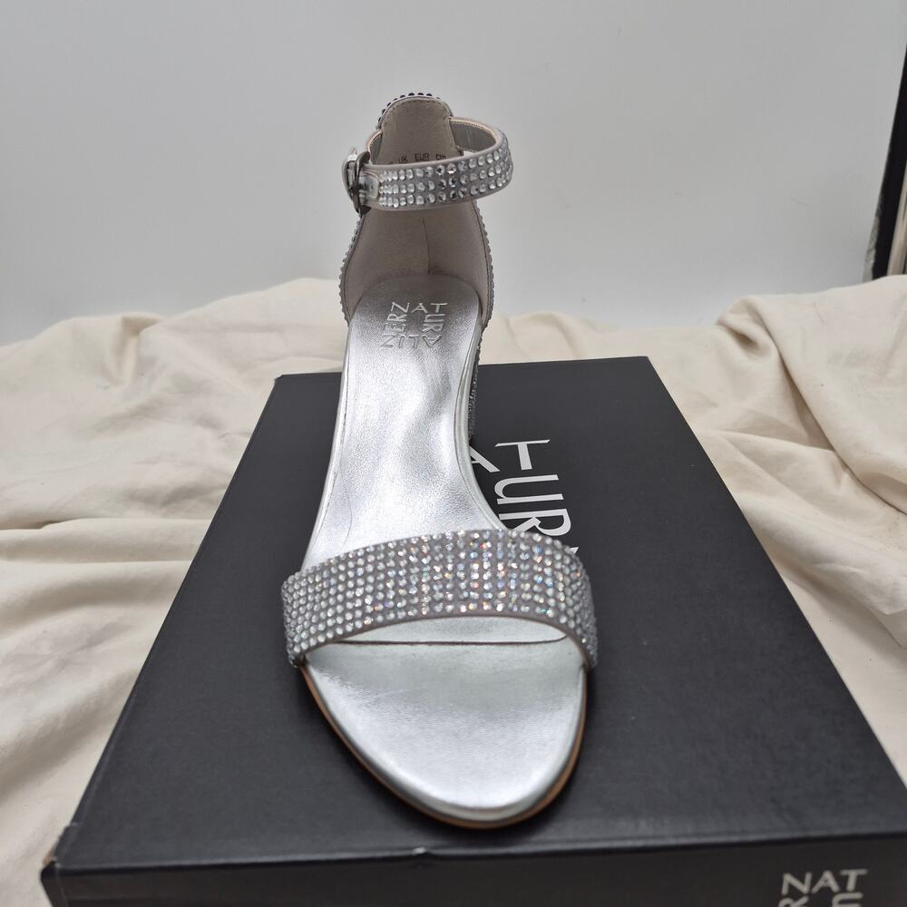 Naturalizer Silver Rhinestone Block Heel Sandals - Picture 3 of 8